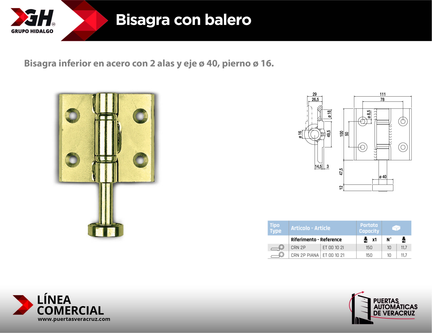 Bisagra con balero
