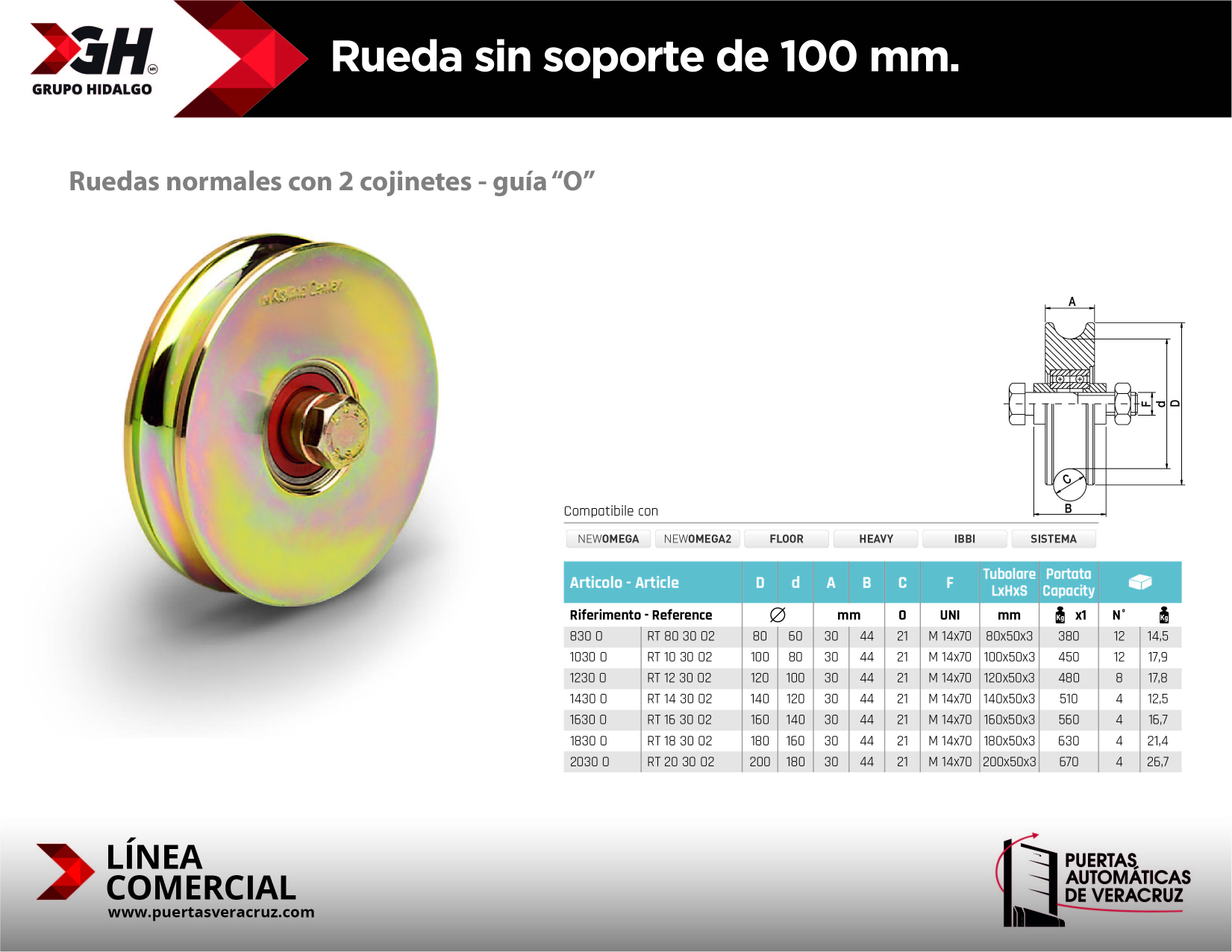 Rueda sin soporte de 100mm.