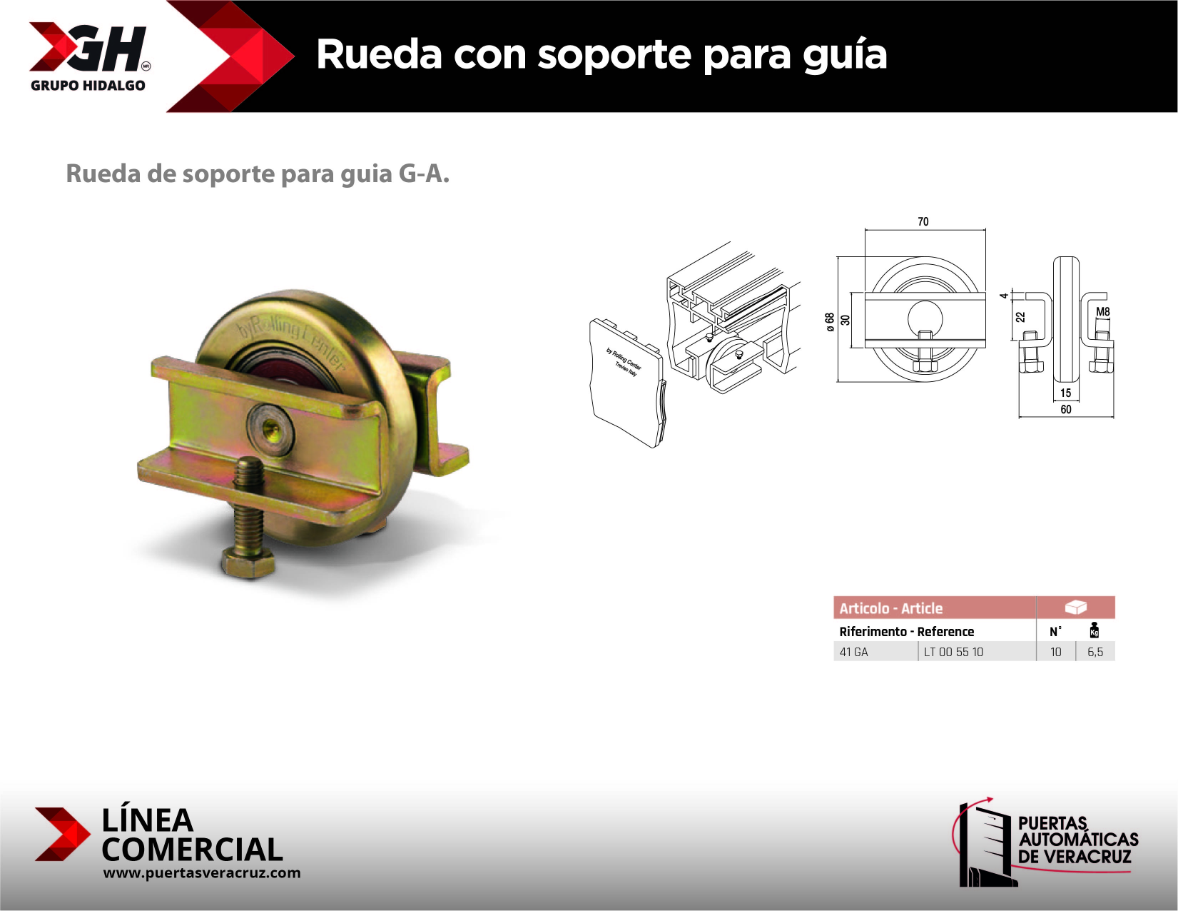 Rueda con soporte para guía