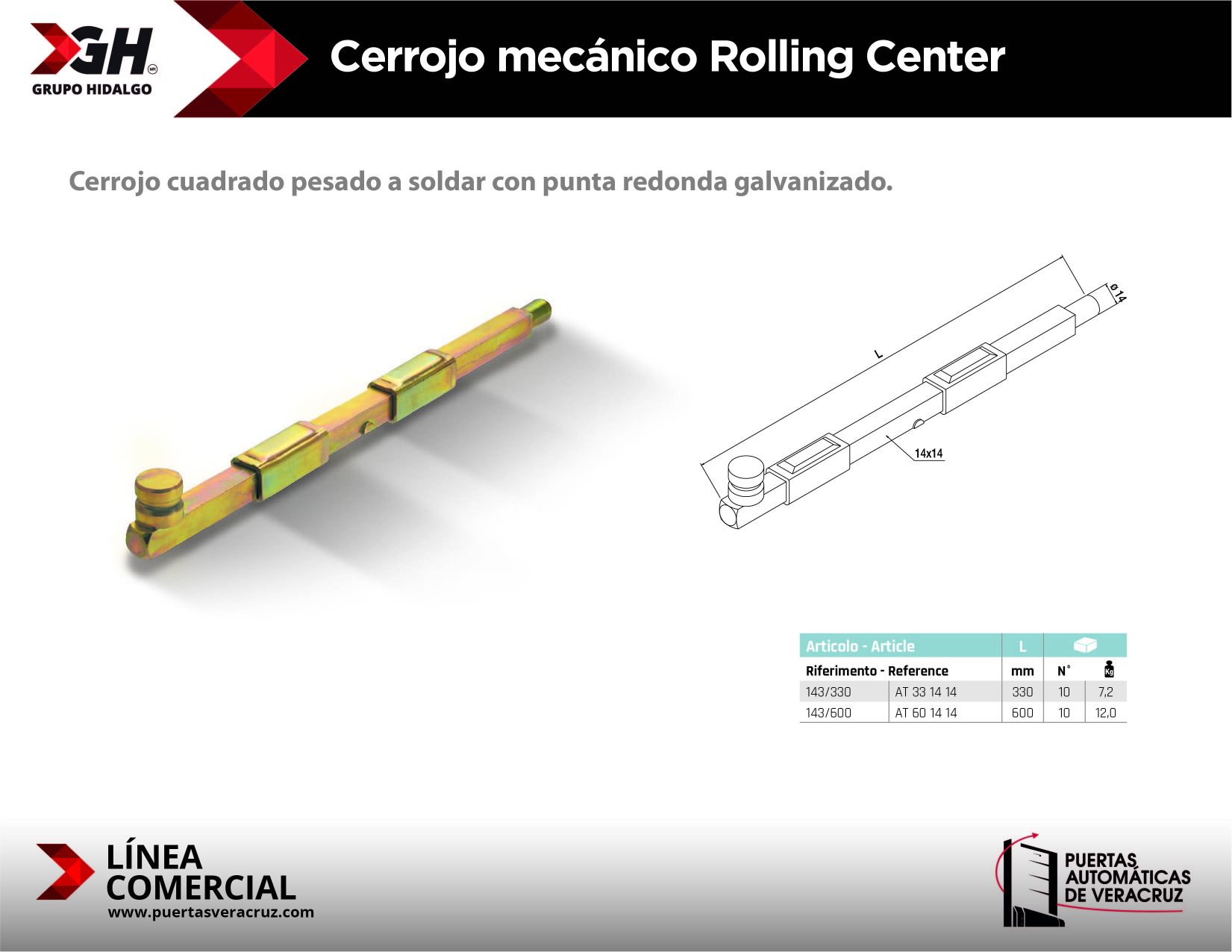Cerrojo mecánico Rolling Center